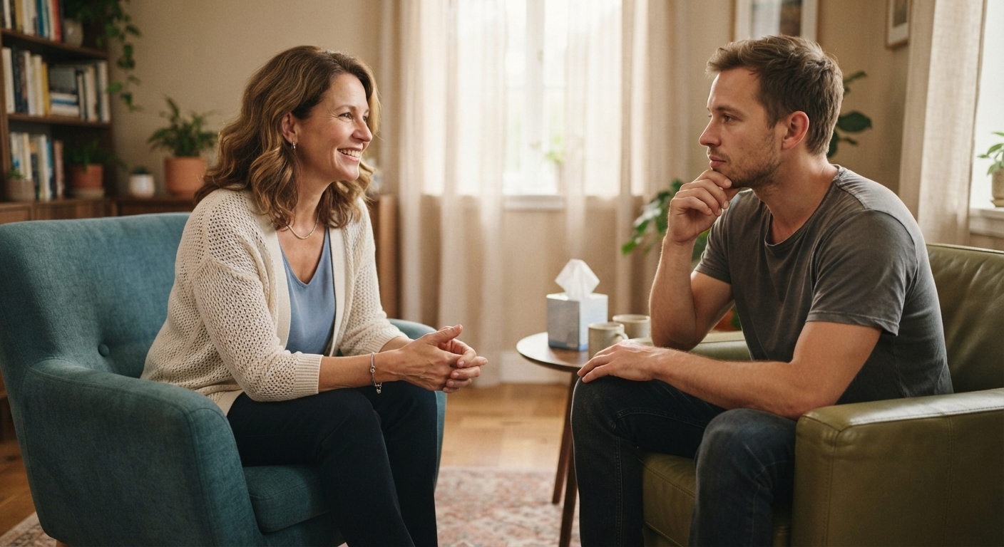 Психолог консультирует пациента при снятии наркотической ломки